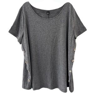 Women’s Gray Button-Side Short Sleeve Blouse Top